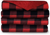 SUNBEAM MICROPLUSH FOOT POCKET HEATED THROW - RED PLAID