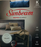 Sunbeam King Electric Heated Blanket 10 Heat Settings Preheat Feature 2 Digital Controllers, Blue