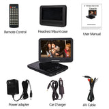 Saachi 10.1" Multi All Region Code Free Portable DVD Player with Swivel Screen, 4.5 Hours Rechargeable Battery, SD/MMC Card Reader and USB Port, Headphone Jack, Car Charger, Remote, FREE Carrying Case