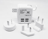 Universal USB Charger for 110V-240V, 4-USB Ports and Worldwide Adapters, VP-44USB