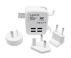 Universal USB Charger for 110V-240V, 4-USB Ports and Worldwide Adapters, VP-44USB