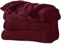 SUNBEAM MICROPLUSH FOOT POCKET HEATED THROW - GARNET