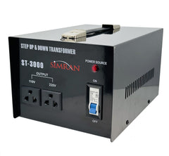 Simran ST-3000 Watt Voltage Converter Transformer - Heavy Duty Step Up/Down AC 110V/120V/220V/240V Power Converter - Circuit Breaker Protection - CE Certified