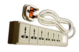 Universal 6 outlet Power Strip / Surge Protector 110/220/250 Volt 13 Amp with UK Plug