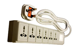 Universal 6 outlet Power Strip / Surge Protector 110/220/250 Volt 13 Amp with UK Plug