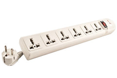 6-Outlet 220/240 Volt Universal Power Strip for Use in Europe, Africa and Asia