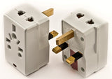 Universal 2-Outlet Plug Adapter for UK - Fuse Protected