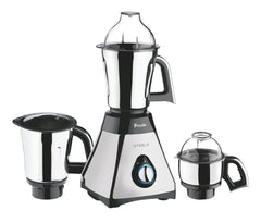 Preethi Steele Powerful 550 Watt Mixer Grinder with Turbo Vent and Strong Couplers, Black & Steel