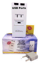 SM-2000USB Voltage Converter with 2 USB Ports and 1-AC Outlet for 220V Foreign Travel, 2000 W