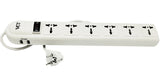 Universal 220V-250V 6-Outlet Power Strip Surge Protector with 2-USB Ports, WPSUSB-EURO