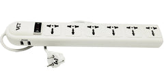 Universal 220V-250V 6-Outlet Power Strip Surge Protector with 2-USB Ports, WPSUSB-EURO